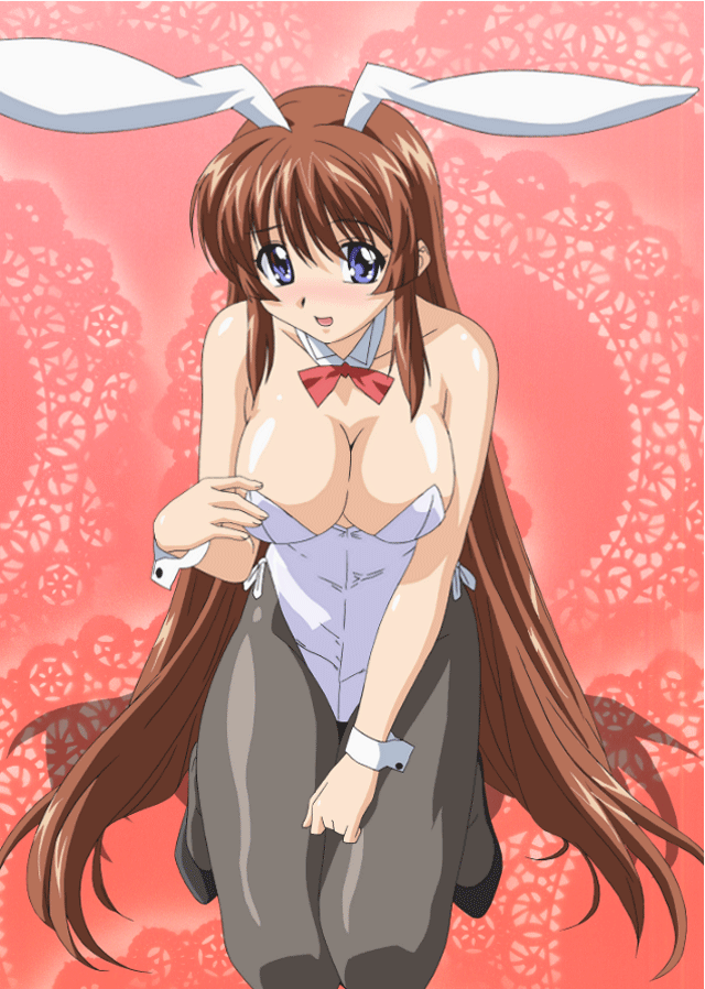 bunny girl, artist request, source request, animal ears, blush, breasts, cleavage, pantyhose, playboy bunny, rabbit ears, smile