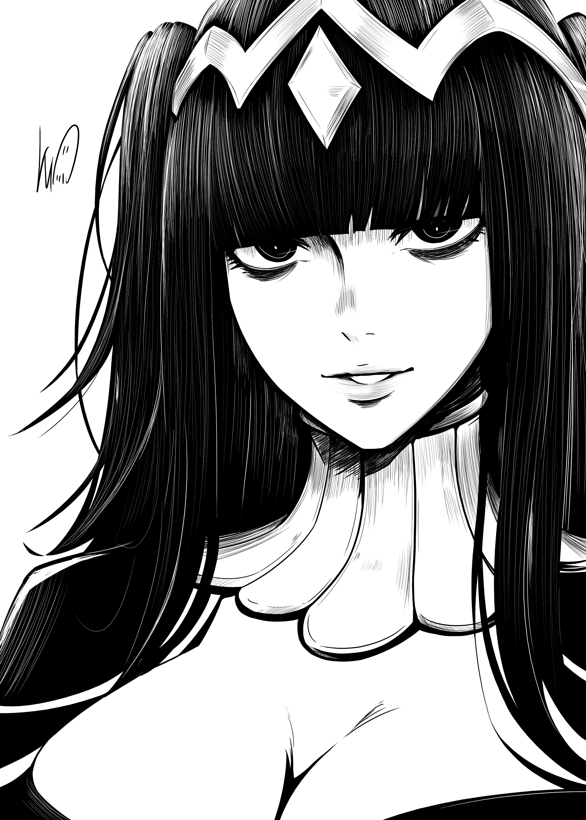 lughost, tharja (fire emblem), fire emblem, fire emblem awakening, nintendo, 1girl, breasts, cleavage, large breasts, long hair, looking at viewer, solo, twintails