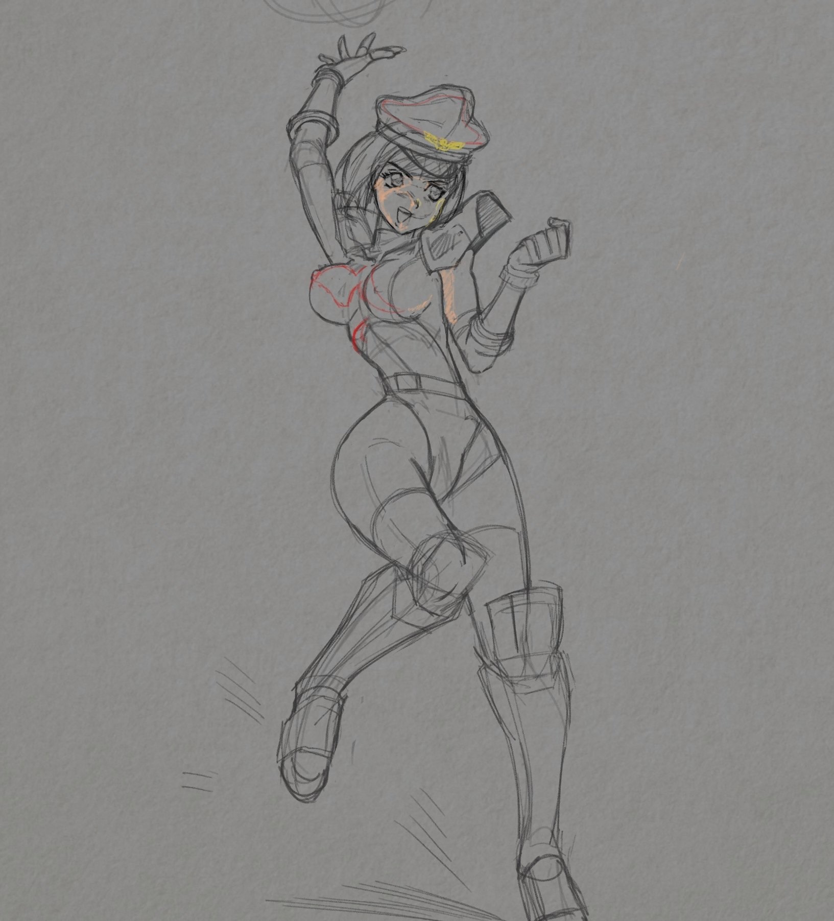 asamiya athena, the king of fighters, 1girl, armor, bodysuit, boots, breasts, female focus, gloves, hat, large breasts, nipples, phantomstudiot, standing, thick thighs, thighs, wide hips