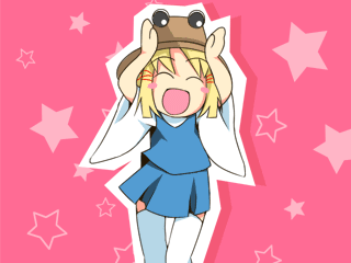 serizawa mutsuki, moriya suwako, touhou, animated, animated gif, lowres, caramelldansen, female focus, qvga, solo, thighhighs