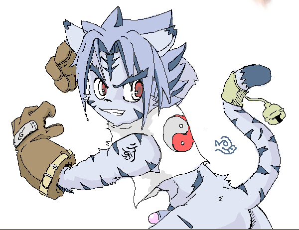 byakko no kogenta, onmyou taisenki, 00s, 1boy, animal ears, furry, furry male, male focus, penis, red eyes, shota, simple background, solo, tail, white background