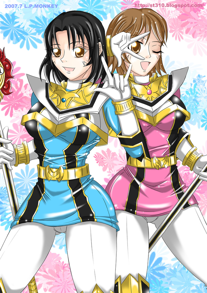 magiblue, magipink, ozu houka, ozu urara, mahou sentai magiranger, super sentai, tokusatsu, breasts