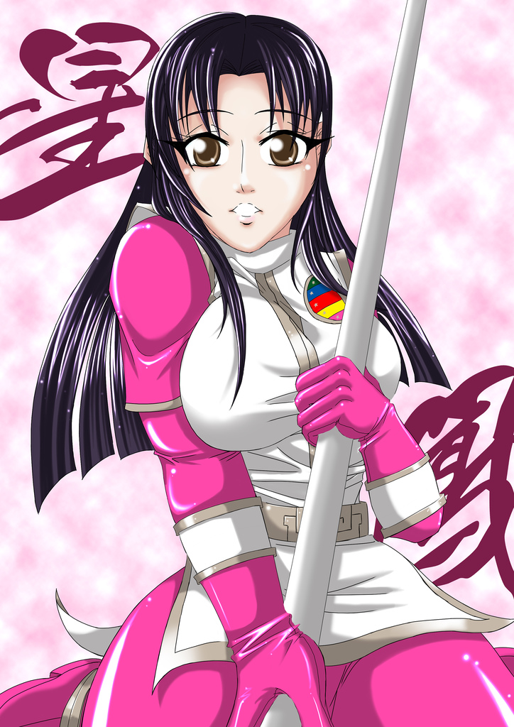 tenpuusei rin, gosei sentai dairanger, super sentai, tokusatsu, breasts, latex, polearm, spear, weapon