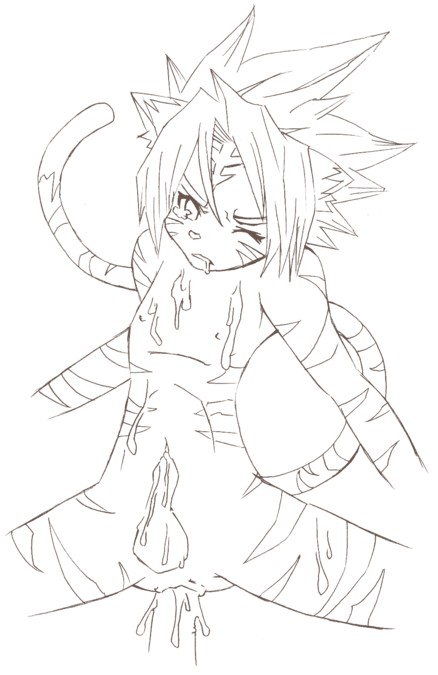 byakko no kogenta, onmyou taisenki, 00s, 2boys, anal, animal ears, furry, furry male, male focus, male penetrated, monochrome, multiple boys, shota, tail, white background, yaoi