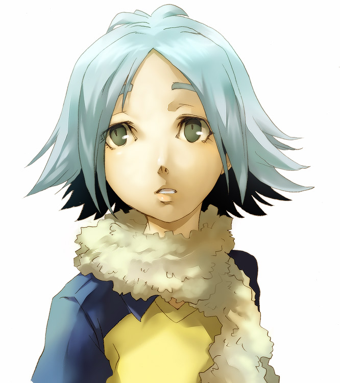 ang, fubuki shirou, inazuma eleven, inazuma eleven (series), bad id, bad pixiv id, 00s, 1boy, blue hair, green eyes, lips, male focus, raglan sleeves, raimon, raimon soccer uniform, scarf, short hair, soccer uniform, solo, sportswear, upper body, white background