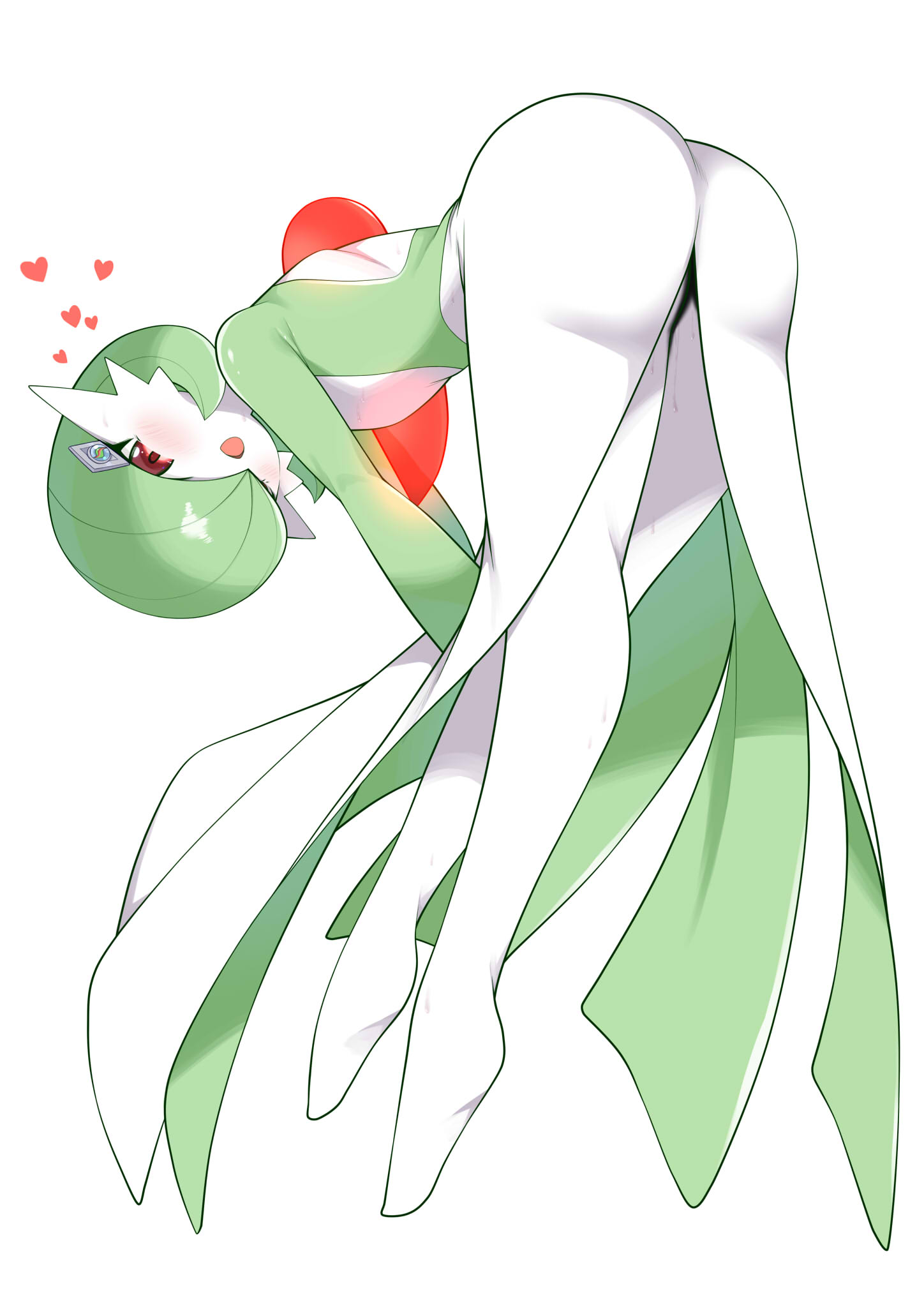 daive, gardevoir, nintendo, pokemon, 1girl, gen 3 pokemon, pokemon (creature), red eyes, simple background, white background