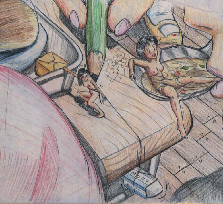 tagme, 3girls, bdsm, bondage, bound, breasts, bullying, eating, eraser, food, imminent vore, mini person, minigirl, multiple girls, pencil, predicament bondage, scared, size difference, slurping, soft vore, spoon, tasting, tears, toes, trembling, vore