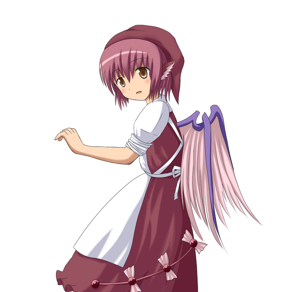 phantom2071, mystia lorelei, touhou, 1girl, animal ears, anime coloring, apron, brown eyes, brown headscarf, female focus, headscarf, short hair, sleeves rolled up, solo, wings