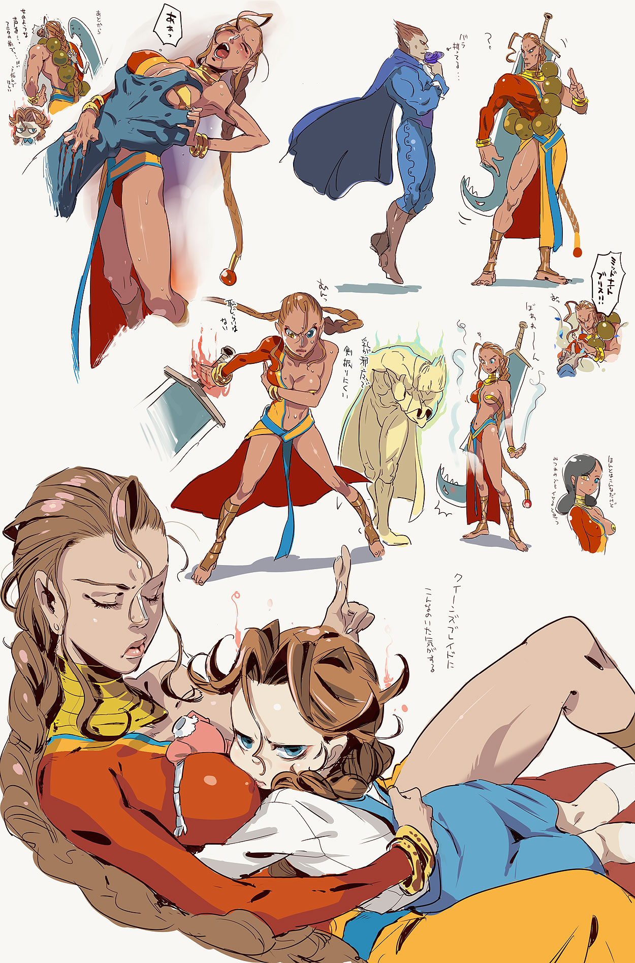 yutaka7, anita (darkstalkers), demitri maximoff, donovan baine, capcom, darkstalkers, highres, doll, midnight bliss