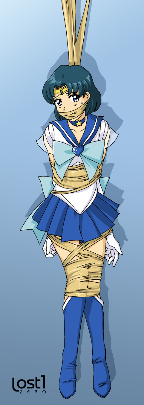 lost1zero, mizuno ami, sailor mercury, bishoujo senshi sailor moon, highres, long image, tall image, bdsm, bondage