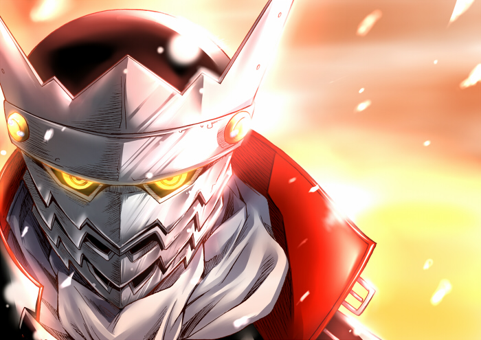 segami daisuke, izanagi (persona 4), atlus, persona, persona 4, 1boy, male focus, mask, scarf, solo, yellow eyes