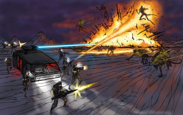 max kim, m56 smartgun, xenomorph, alien (1979), alien (series), aliens (1986), turret, 6+boys, acid, acid blood, alien, armored personnel carrier, armored vehicle, assault rifle, battle, blood, caseless firearm, colonial marine, colored blood, directed-energy weapon, electronic firearm, energy, energy beam, energy cannon, energy weapon, firing, flamethrower, green blood, grenade launcher, gun, heavy machine gun, laser, m240 incinerator unit, m41a pulse rifle, machine gun, male focus, military, military uniform, monster, motor vehicle, multiple-barrel gun, multiple boys, pump-action grenade launcher, rifle, u1 grenade launcher, underbarrel grenade launcher, war, weapon