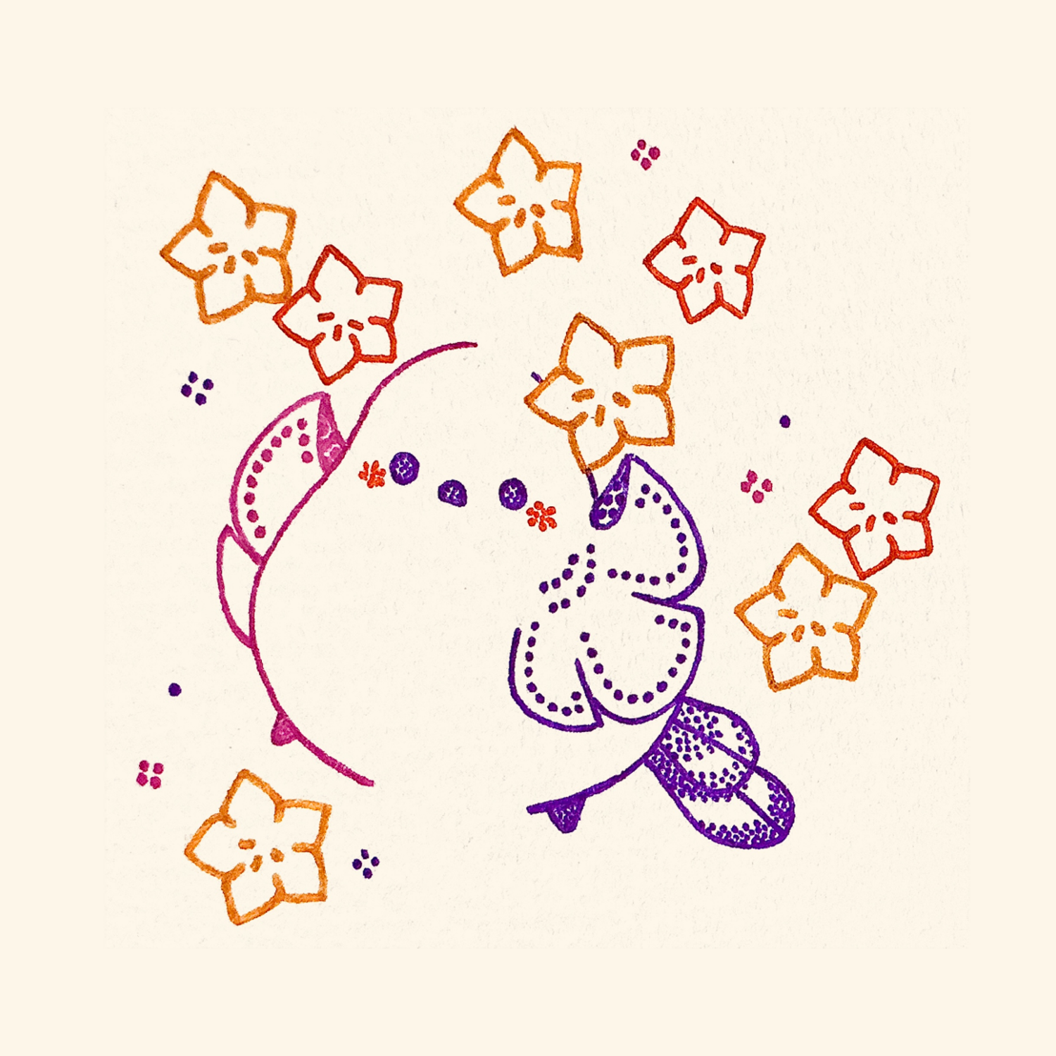 original, highres, traditional media, animal focus, bird, long-tailed tit, no humans, simple background, solo, star (symbol), tit (bird), usagi shigeko