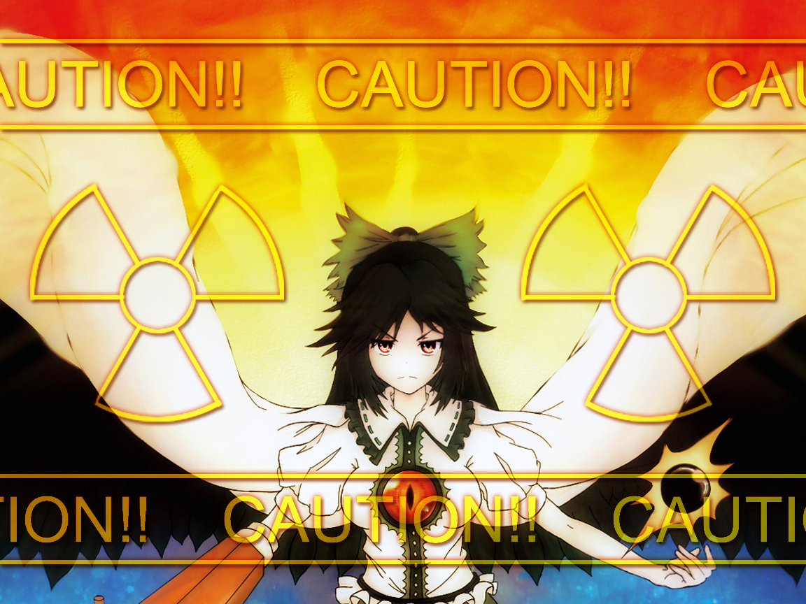 hiromi (artist), reiuji utsuho, touhou, bad id, bad pixiv id, 1girl, angry, black hair, breasts, female focus, gradient background, long hair, medium breasts, ribbon, solo, upper body