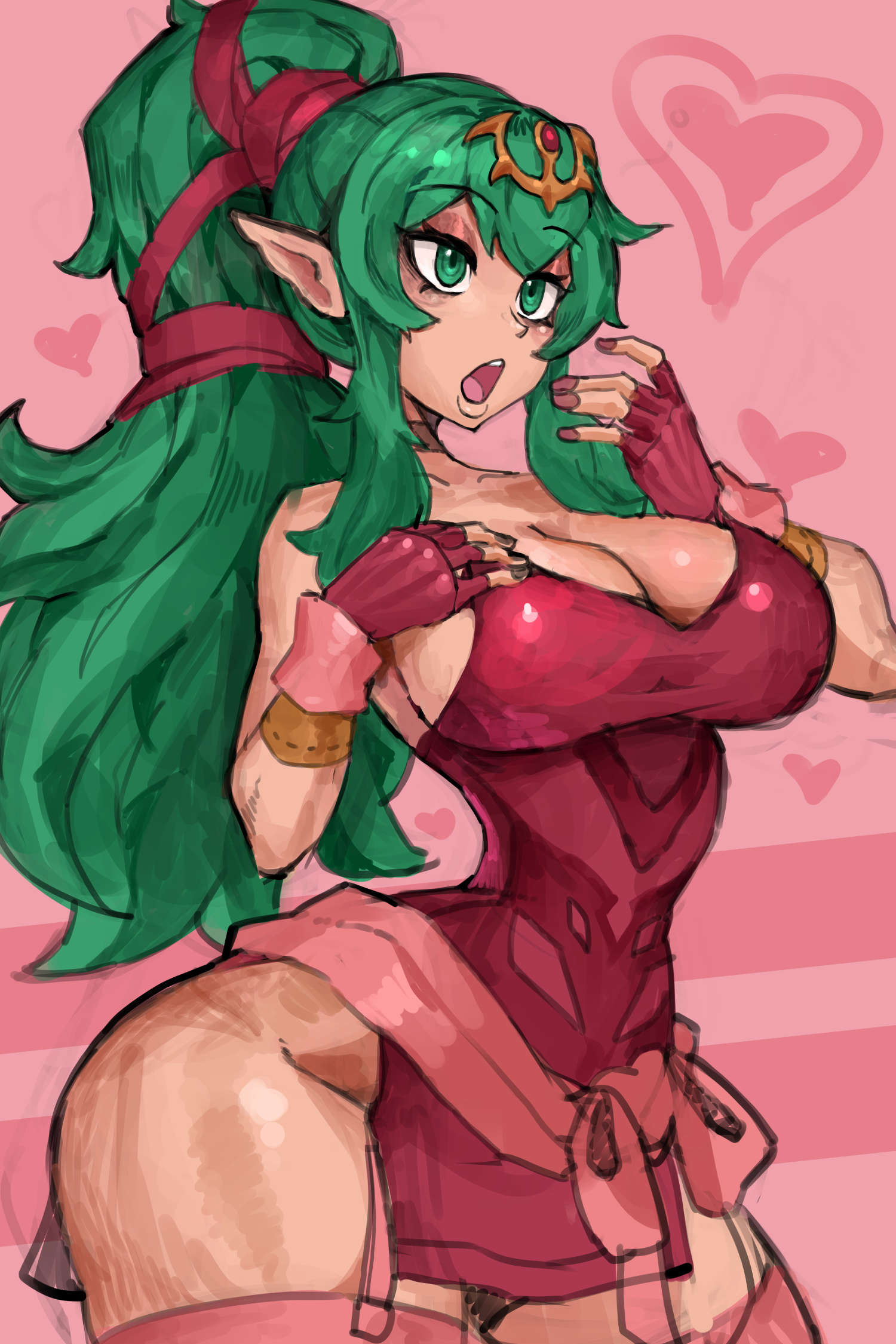saiykik, tiki (fire emblem), fire emblem, fire emblem awakening, 1girl, breasts, green eyes, green hair, large breasts, ponytail, solo