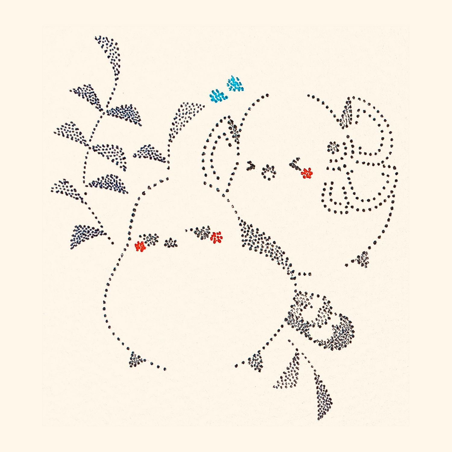 original, highres, traditional media, > <, animal focus, bird, flying sweatdrops, jitome, long-tailed tit, no humans, plant, tit (bird), usagi shigeko