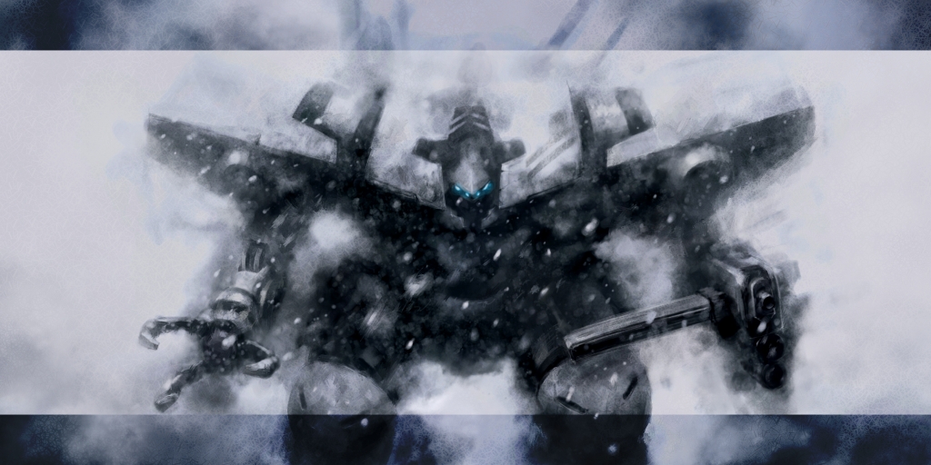 mozuo, armored core, fromsoftware, gun, mecha, paint, robot, weapon, winter