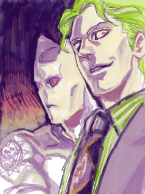 killer queen, kira yoshikage, jojo no kimyou na bouken, lowres, green hair, stand (jojo)