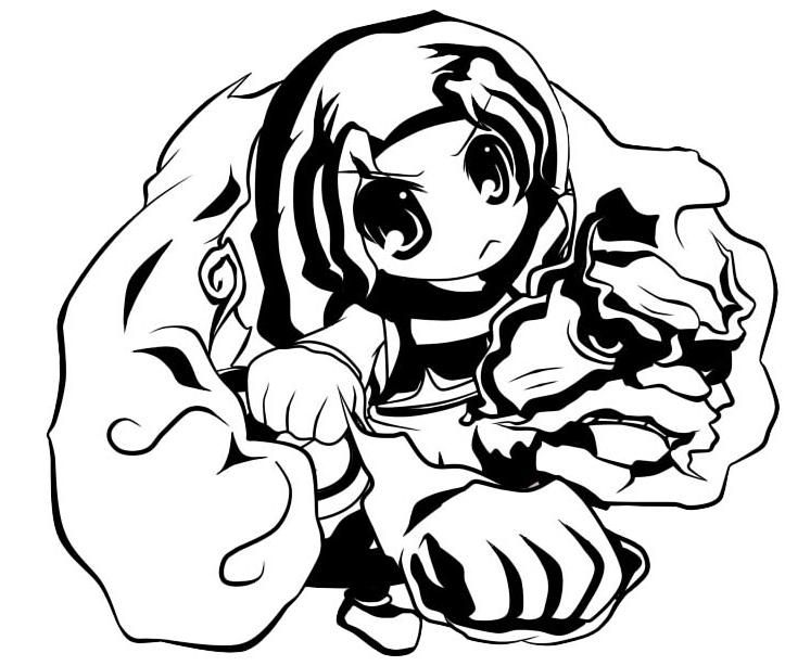 rajigaku, kumoi ichirin, unzan, touhou, 1girl, bald, beard, clenched hand, cloak, facial hair, female focus, greyscale, hood, hooded cloak, looking at viewer, monochrome, simple background, solo, tareme, white background