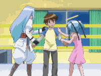 kusakabe sakura, mitsukai dokuro, mitsukai zakuro, bokusatsu tenshi dokuro-chan, animated, animated gif, lowres, blood, guro, uncensored, wrestling