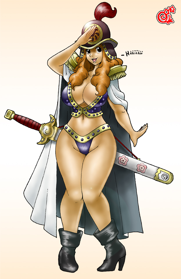 carmessi, aphelandra, one piece, breasts, cleavage, giant