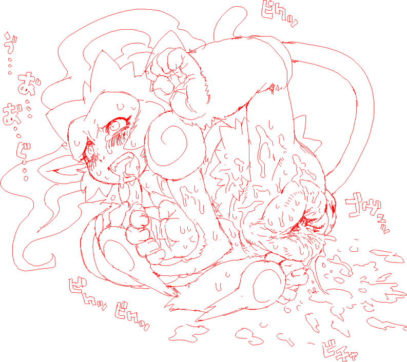 nezunezu, infernape, nintendo, pokemon, aftersex, ahegao, blush, fucked silly, furry, furry female, gen 4 pokemon, monkey girl, monochrome, open mouth, pokemon (creature), sweat, uncensored, wet