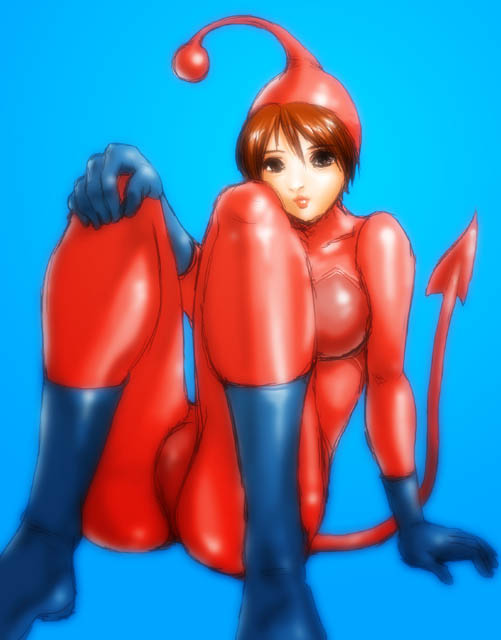 red arremer, tagme, 1girl, ass, breasts, demon, female focus, gradient background, midnight bliss, sitting, solo