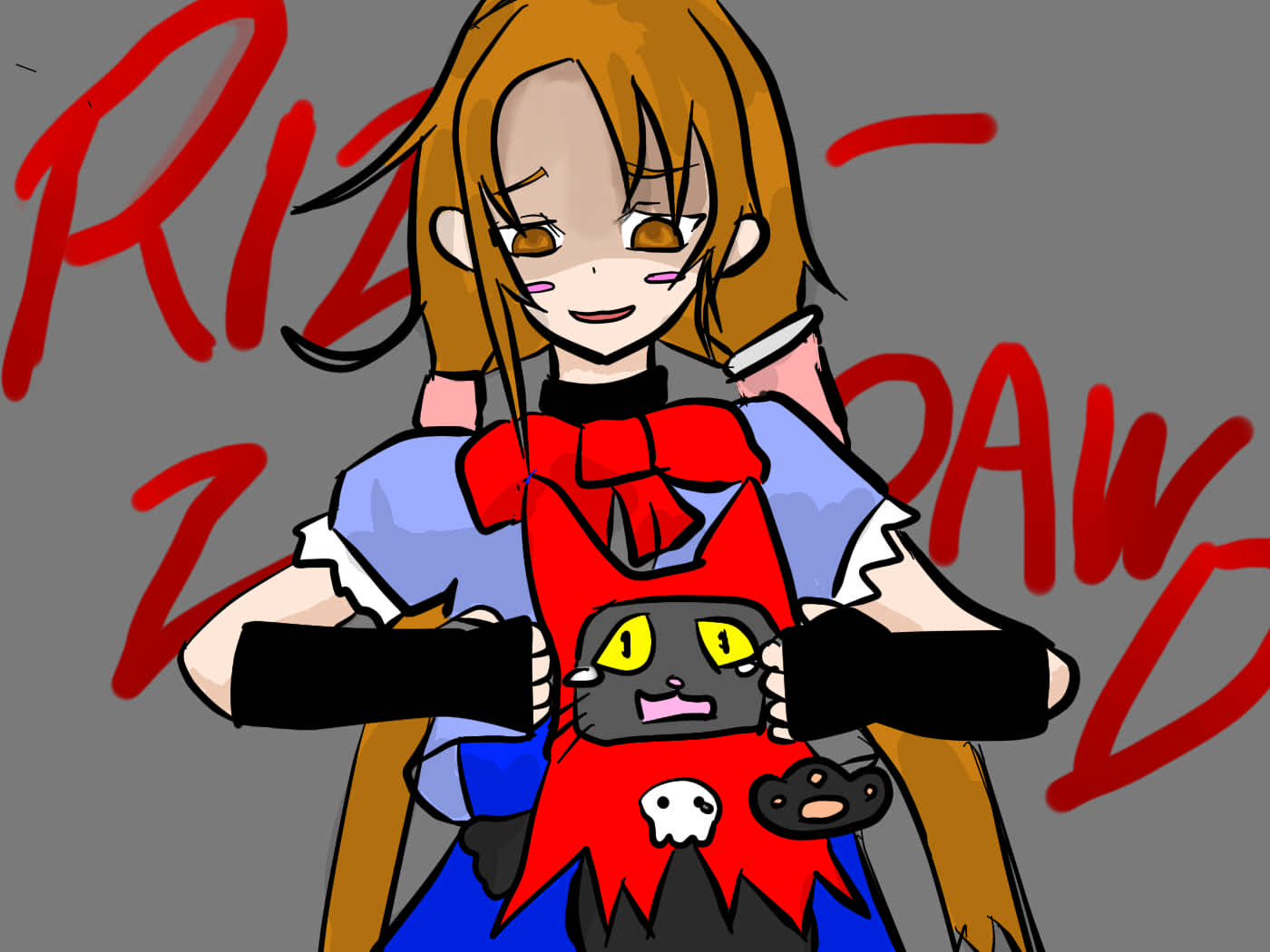 dorothy gale, dorothy gale (riz-zoawd), media.vision, riz-zoawd, the wizard of oz, artist request, 1girl, 2009, artist name, blue dress, bow, bowtie, brown eyes, brown hair, dress, female focus, long hair, long skirt, looking at viewer, skirt