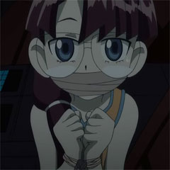 coco jd, basquash!, lowres, 00s, bdsm, blue eyes, bondage, bound, cloth gag, gag, gagged, glasses, improvised gag, ipod nano wallpaper, loli