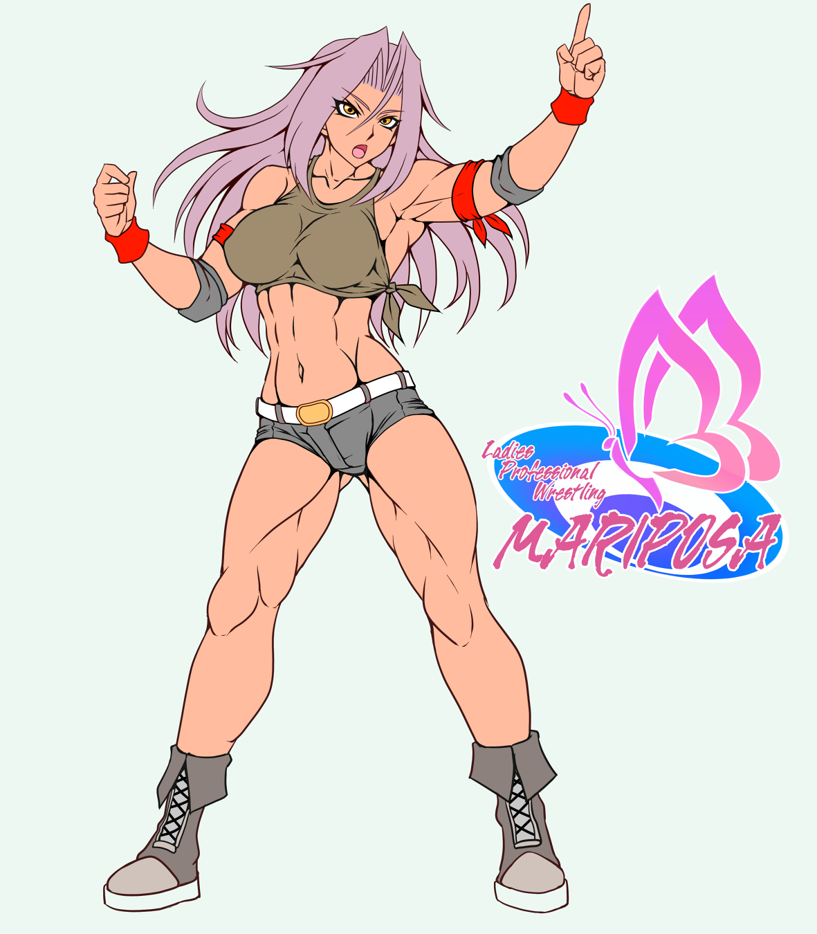 taroimo (00120014), original, tagme, 1girl, muscular, muscular female, solo, wrestler, wrestling outfit