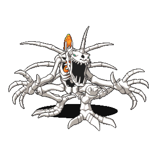 skullgreymon, digimon, animated, animated gif, lowres, digimon (creature), full body, green eyes, horns, monster, no humans, skeleton, solo, transparent background