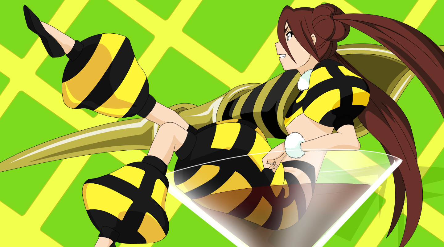 stiky finkaz, suzumebachi, bleach, bleach: zanpakutou ibun hen, 00s, 1girl, brown hair, female focus, long hair, mini person, minigirl, personification, solo, twintails