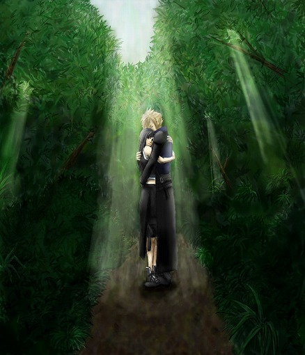 cloud strife, tifa lockhart, final fantasy, final fantasy vii, final fantasy vii: advent children, 00s, 1990s (style), 1boy, 1girl, blonde hair, couple, hetero, long hair