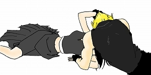 cloud strife, tifa lockhart, final fantasy, final fantasy vii, lowres, 1990s (style)