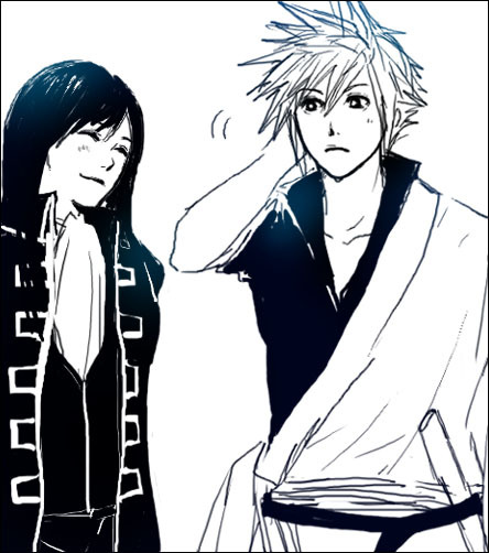 cloud strife, sakata gintoki, tifa lockhart, final fantasy, final fantasy vii, gintama, 1990s (style)