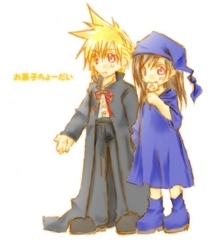 cloud strife, tifa lockhart, final fantasy, final fantasy vii, lowres, 1990s (style), aged down, alternate costume, coat, hat, nightcap, pajamas, retro artstyle, trench coat