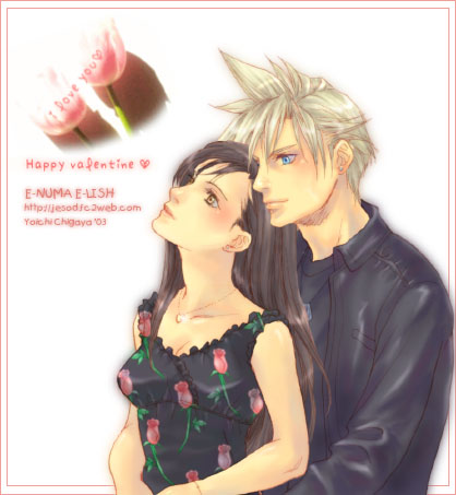 cloud strife, tifa lockhart, final fantasy, final fantasy vii, lowres, 1990s (style), alternate costume, hug, hug from behind, jacket, shirt, t-shirt