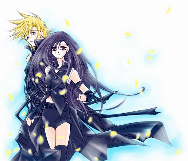 cloud strife, tifa lockhart, final fantasy, final fantasy vii, final fantasy vii: advent children, tagme, 1990s (style), classica, retro artstyle