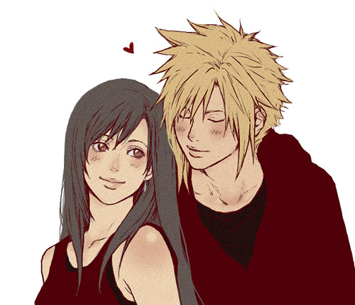 cloud strife, tifa lockhart, final fantasy, final fantasy vii, lowres, 1990s (style), blush, closed eyes