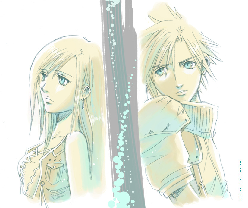 cloud strife, tifa lockhart, final fantasy, final fantasy vii, tagme, 1990s (style)