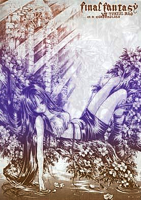 nao tsukiji, tifa lockhart, final fantasy, final fantasy vii, lowres, 1990s (style), black hair, boots, breasts, large breasts, long hair, retro artstyle, shorts, tank top