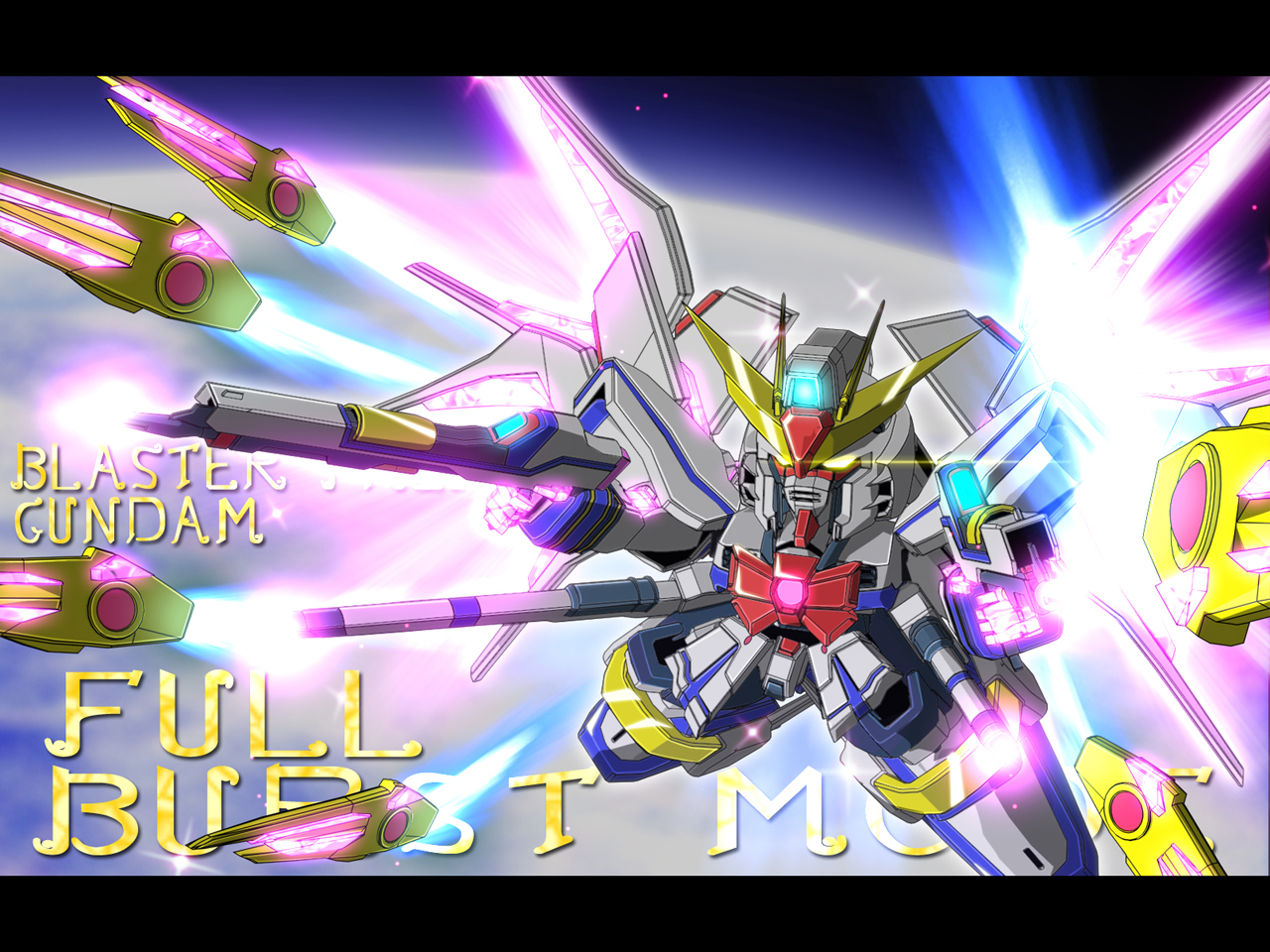 asano yumemare, strike freedom gundam, gundam, gundam seed, gundam seed destiny, lyrical nanoha, mahou shoujo lyrical nanoha, sd gundam, bad id, bad pixiv id, 00s, beam rifle, crossover, energy gun, gun, letterboxed, mecha, mecha focus, strike freedom gundam full burst, weapon