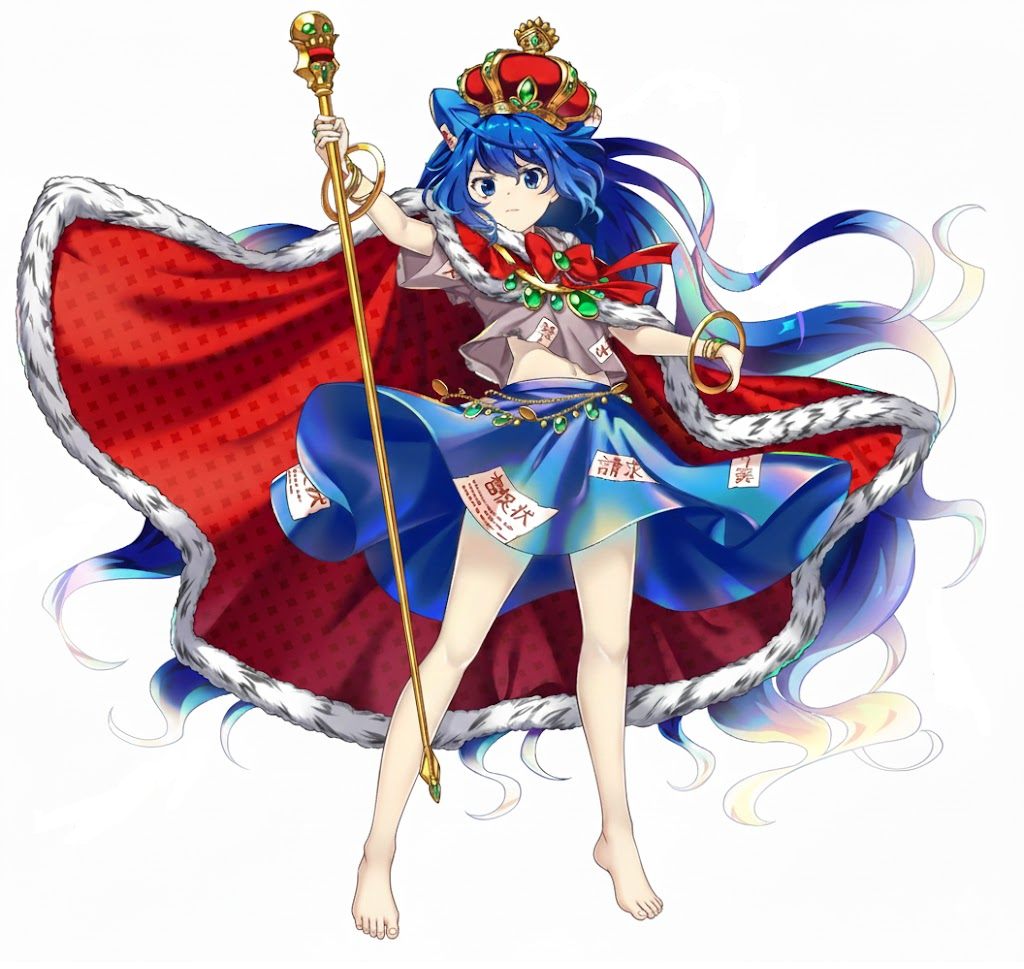 yorigami shion, touhou, non-web source, 1girl, blue hair, solo