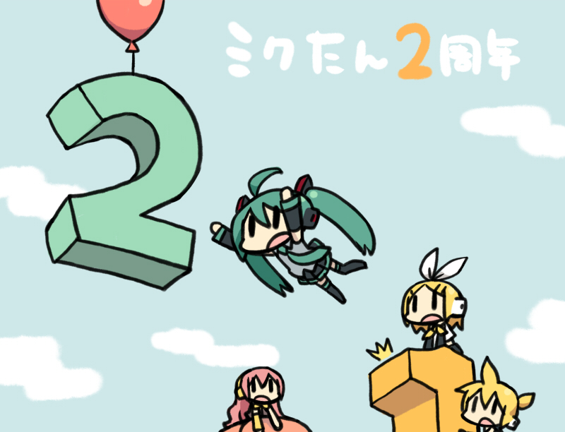 chan co, hatsune miku, kagamine len, kagamine rin, megurine luka, vocaloid, translated, chibi, twintails