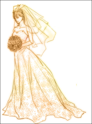 tifa lockhart, final fantasy, final fantasy vii, artist request, lowres, 1990s (style), bouquet, closed eyes, dress, flower, monochrome, wedding dress