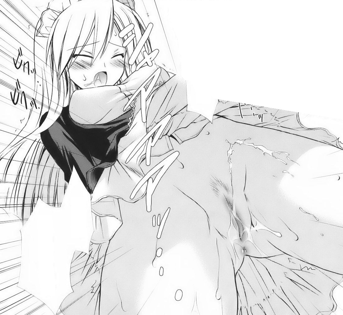 komiya yuuta, original, non-web source, 1girl, anus, apron, blush, closed eyes, clothes lift, cowboy shot, dress, drooling, dutch angle, emphasis lines, female ejaculation, female orgasm, female pubic hair, frilled dress, frills, from below, gloves, gluteal fold, hair between eyes, long hair, maid, maid headdress, orgasm, pubic hair, pussy, pussy juice, pussy juice trail, raised inner eyebrows, saliva, sawatari ranna, skirt, skirt lift, sound effects, speech bubble, standing, straight hair, sweat, waist apron