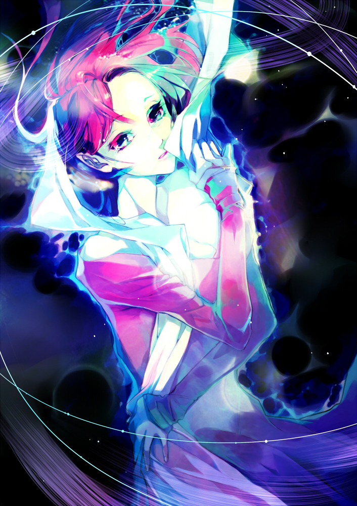 qualia, original, bad id, bad pixiv id, tagme, magic, red hair, solo, tears