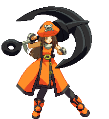 may (guilty gear), arc system works, guilty gear, guilty gear x, guilty gear xx, animated, animated gif, lowres, 1girl, anchor, brown hair, female focus, hat, idle animation, pirate, pixel art, solo, transparent background