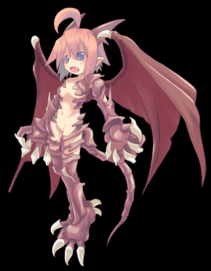 uracil, born freaks!, game cg, 1girl, ahoge, blue eyes, claws, dragon girl, female focus, red hair, simple background, solo, tail, wings