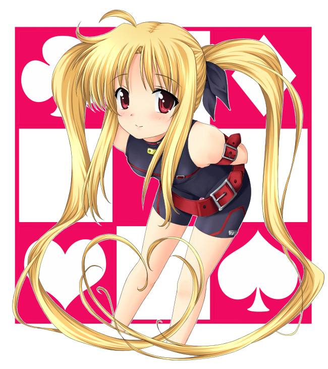 467 (artist), fate testarossa, fate testarossa (sonic form), lyrical nanoha, mahou shoujo lyrical nanoha, mahou shoujo lyrical nanoha a's, bad id, bad pixiv id, 00s, blonde hair, cropped legs, long hair, red eyes, solo, twintails, very long hair